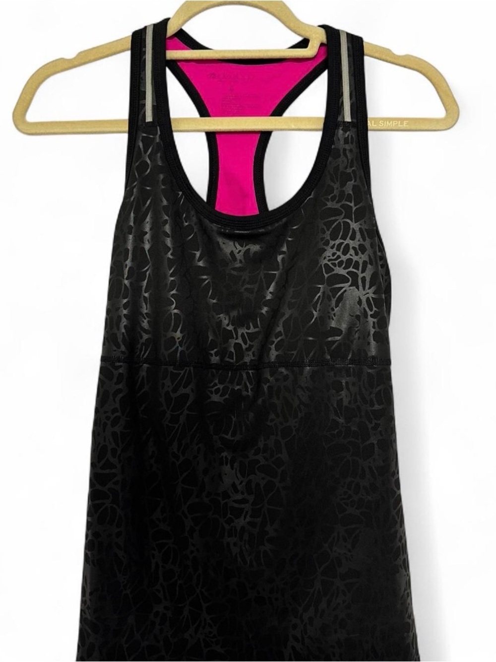 Women's Black Racerback Tank with Pink Back Panel